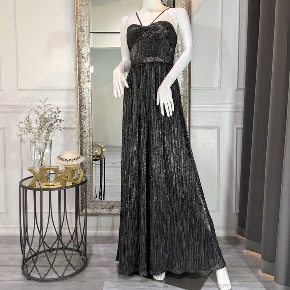 Foil Pleated Evening Gown - Picture 2 of 5